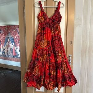 Aller Simplement Red Boho Maxi Summer Dress